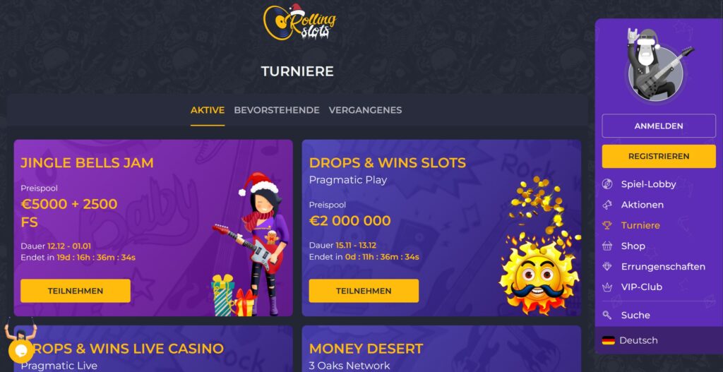 rolling slots turniere